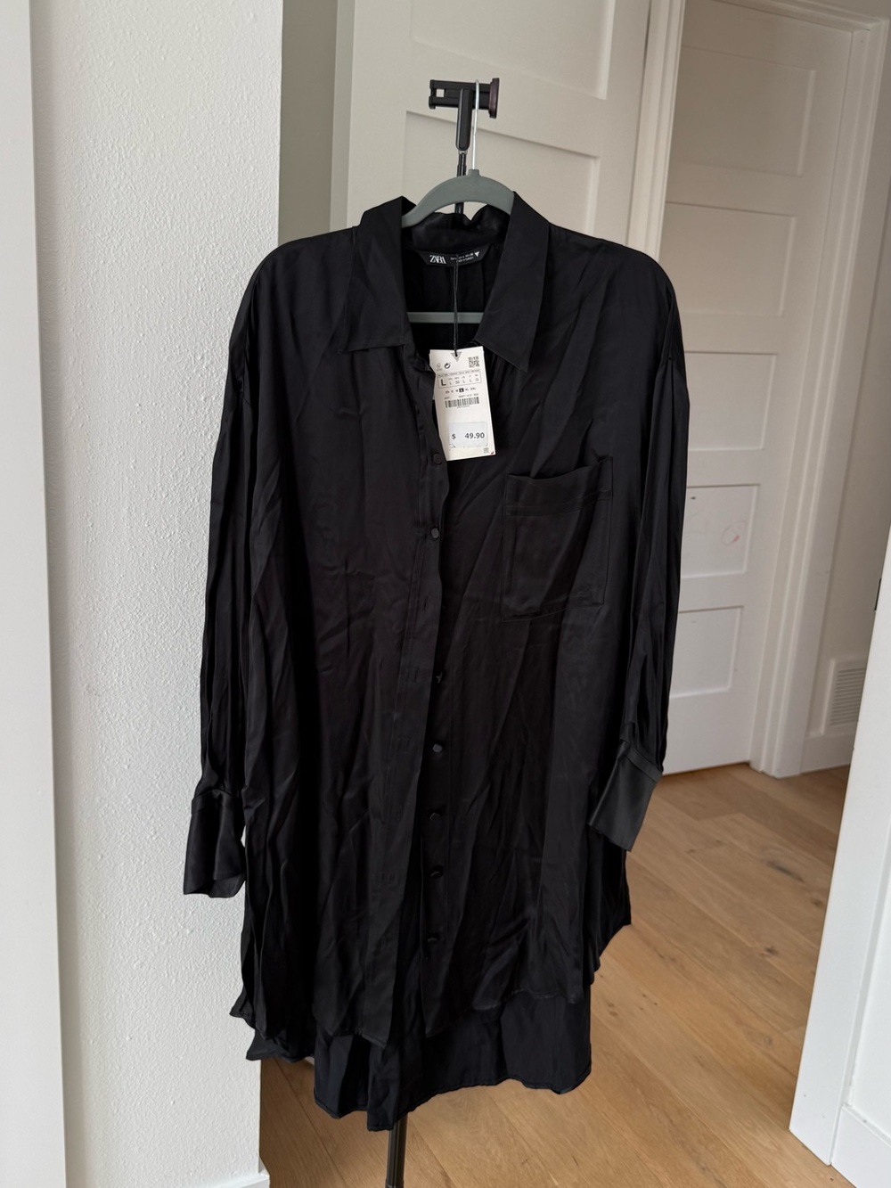 Zara Black Longline Button-Up Overshirt dress